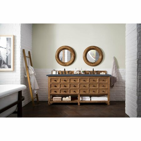 James Martin Vanities Malibu 72in Double Vanity, Honey Alder w/ 3 CM Charcoal Soapstone Quartz Top 500-V72-HON-3CSP